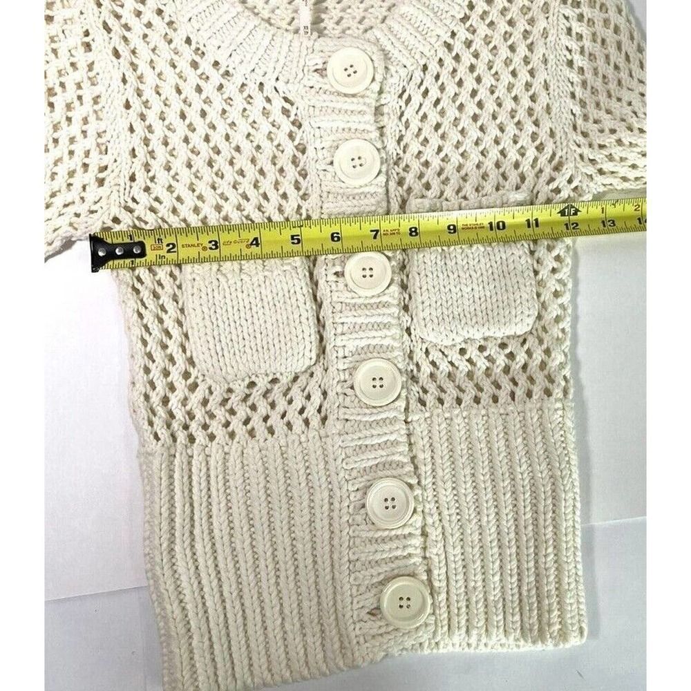 Free People Chunky Open Knit Fitted Cardigan‎ Sweater Buttons Pockets - Picture 6 of 14